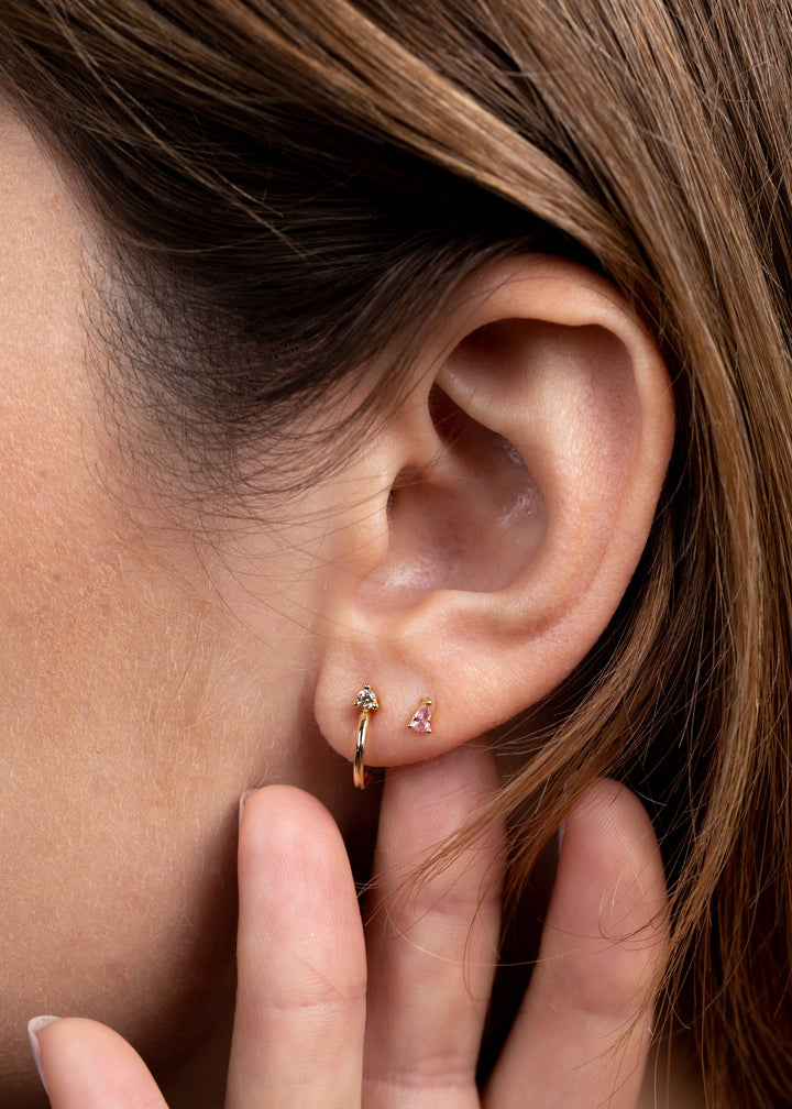 JaxKelly Open Mini Hoop - Champagne CZ - Gold Earrings