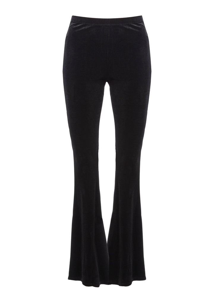 Black flared pants on a white background