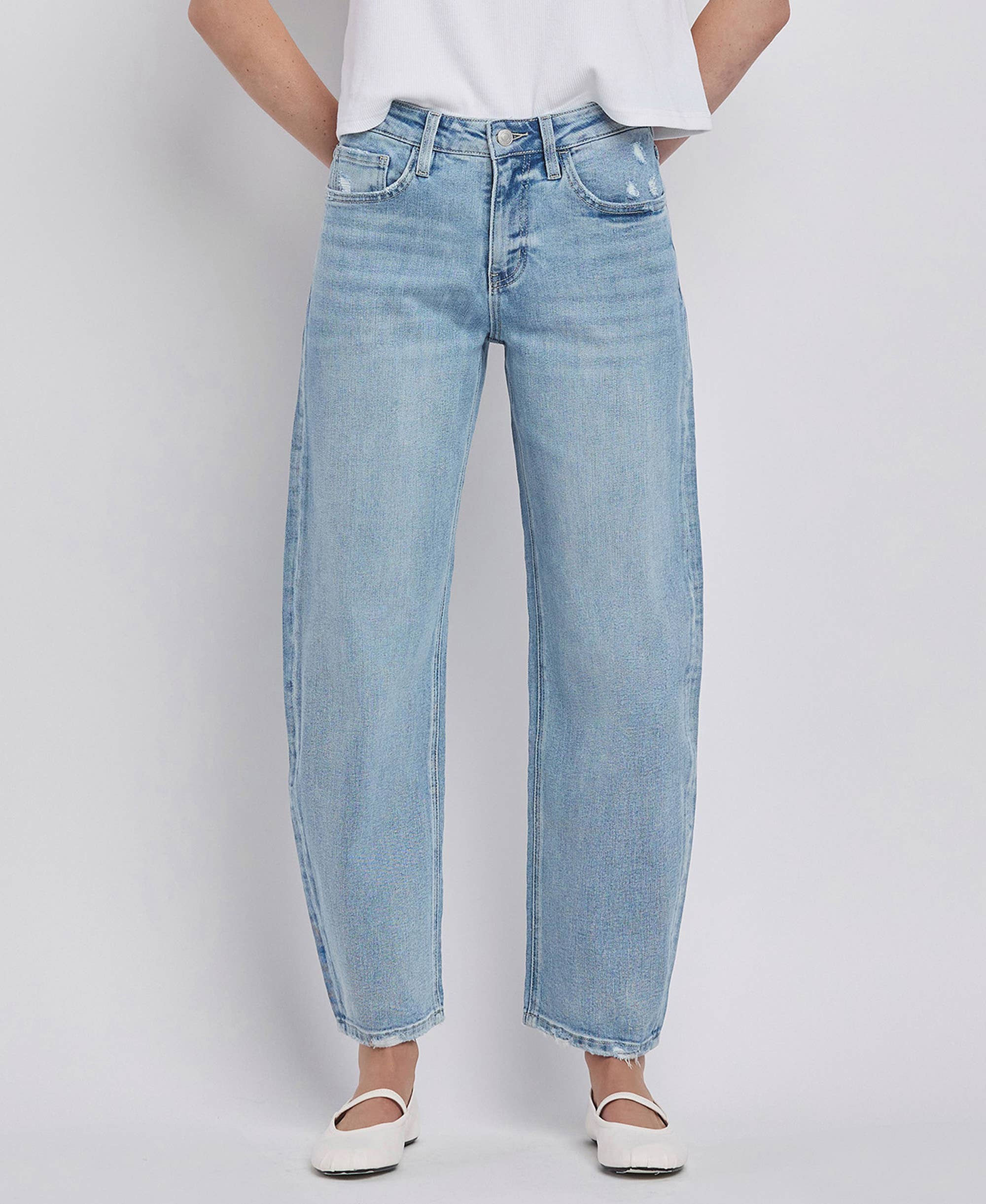 Lovervet by VERVET High Rise Barrel Leg Jeans - Rosie Karma