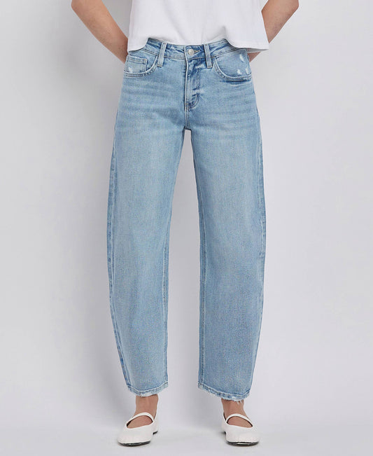 Lovervet by VERVET High Rise Barrel Leg Jeans - Rosie Karma