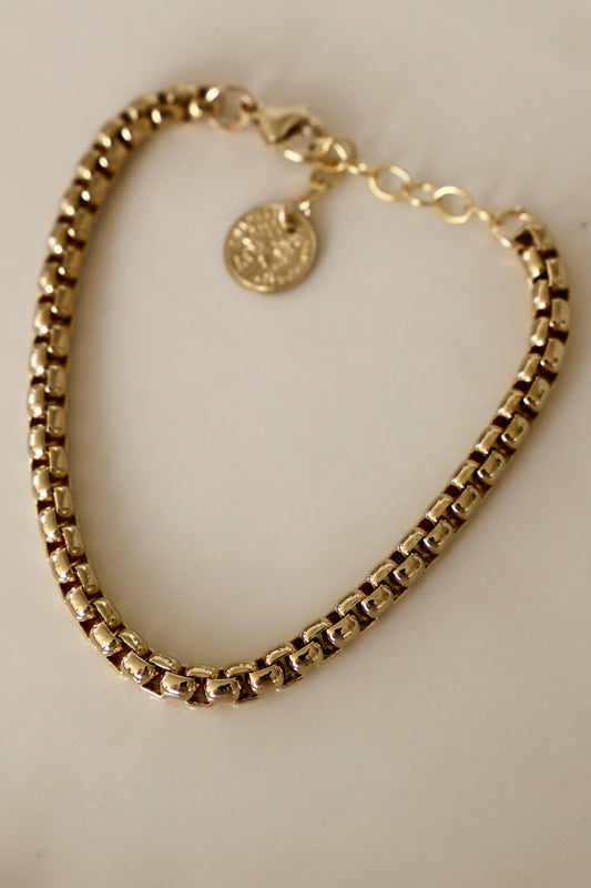 Nova Chain Bracelet – 24kt gold overlay box chain jewelry for women