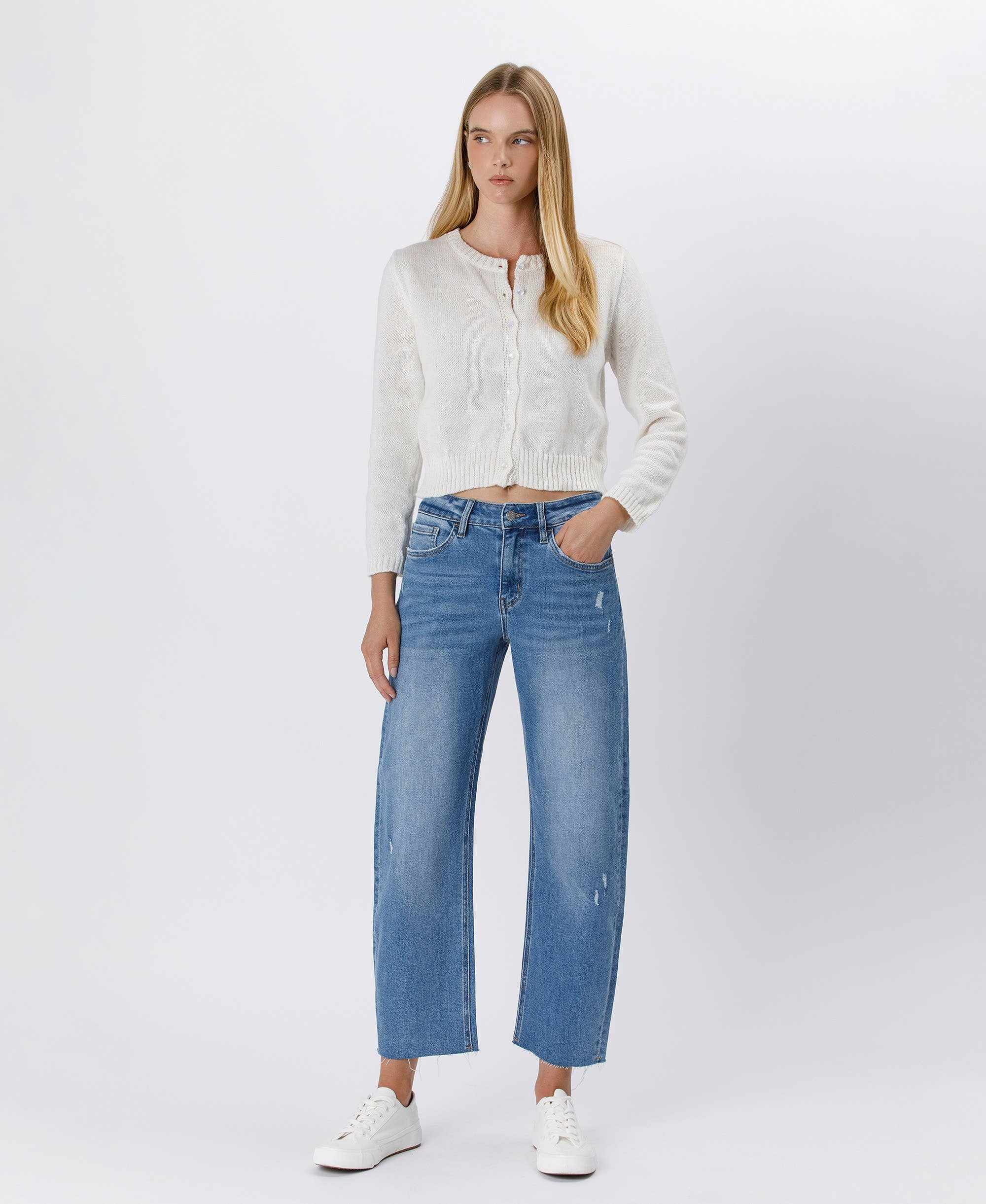 Lovervet by VERVET High Rise Mild Barrel Jeans: Her Possession - Rosie Karma