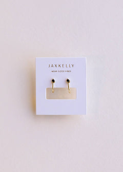 JaxKelly Open Mini Hoop - Black CZ - Gold Earrings