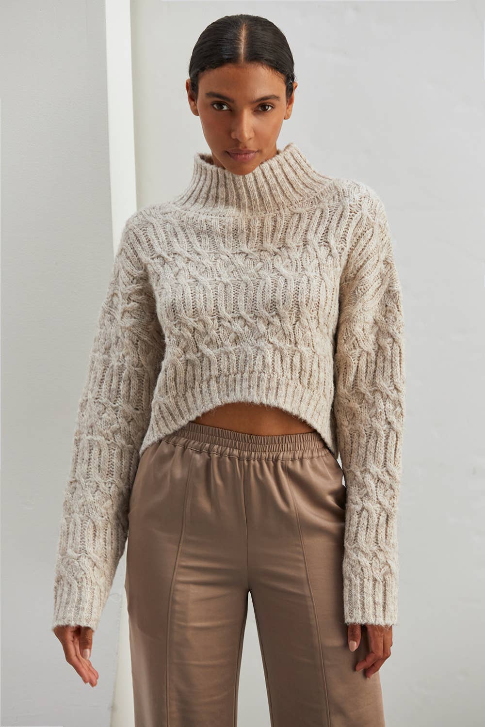 Crescent Lena Mock Neck Cropped Sweater - Rosie Karma