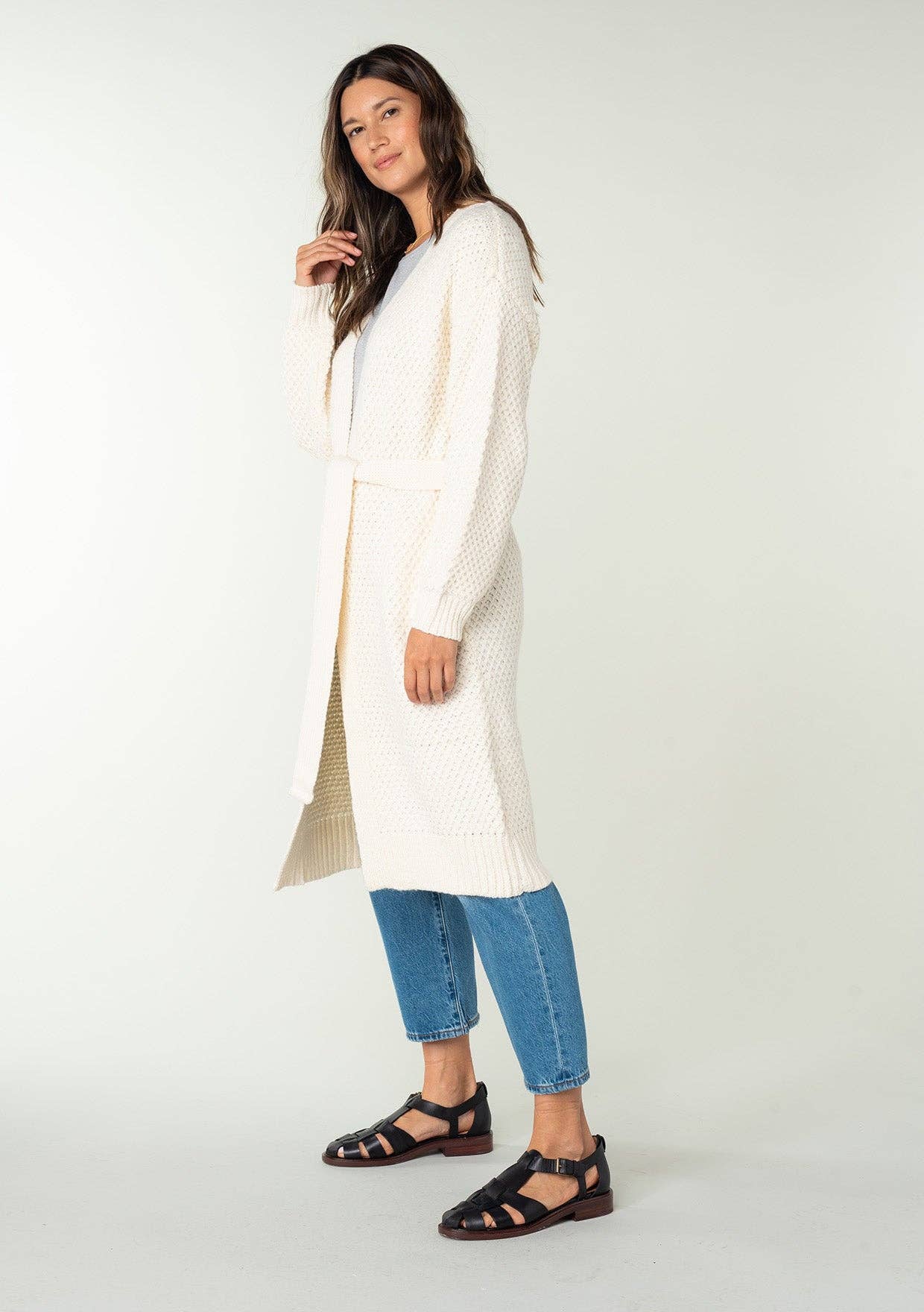 Lovestitch Long Sleeve Honeycomb Tie Front Cardigan - Rosie Karma