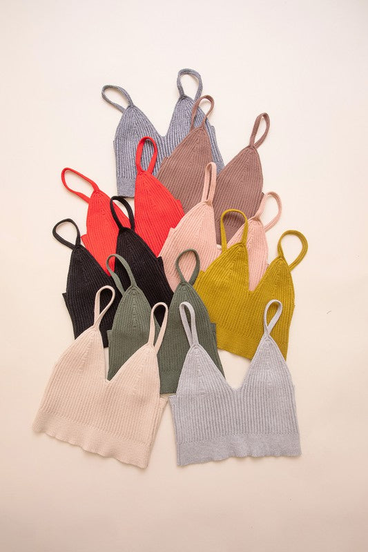 Rib Knit Lounge Crop Top in 9 colors including pink, red, black, gray