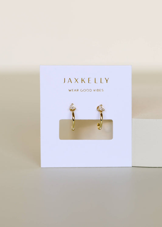 JaxKelly Open Mini Hoop - Champagne CZ - Gold Earrings