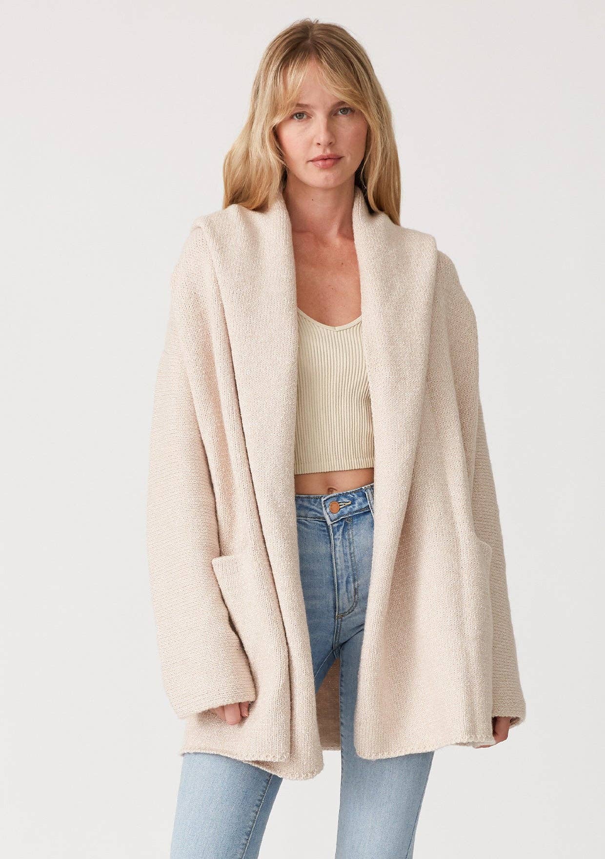 Lovestitch Mid-Length Oversized Long Sleeve Hooded Coatigan - Rosie Karma