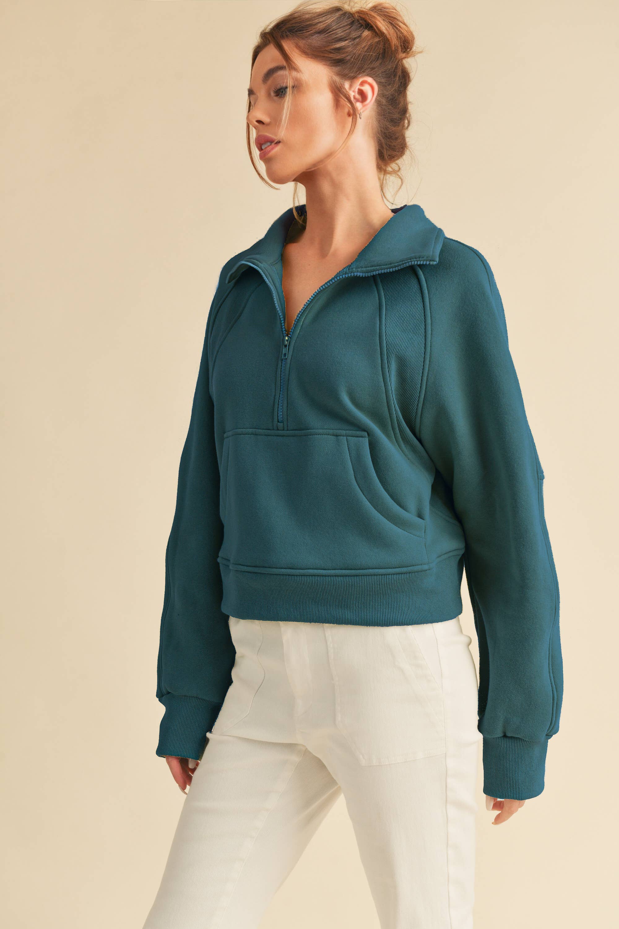 AEMI + CO The Dove Funnel Neck Half Zip - Rosie Karma