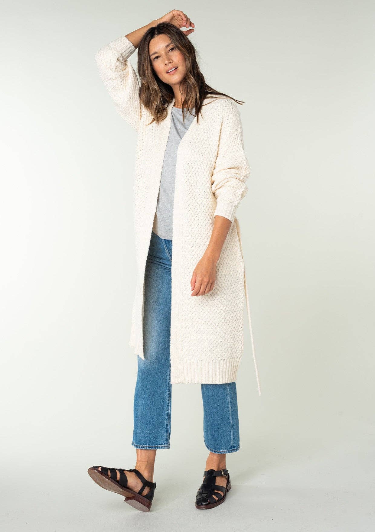 Lovestitch Long Sleeve Honeycomb Tie Front Cardigan - Rosie Karma