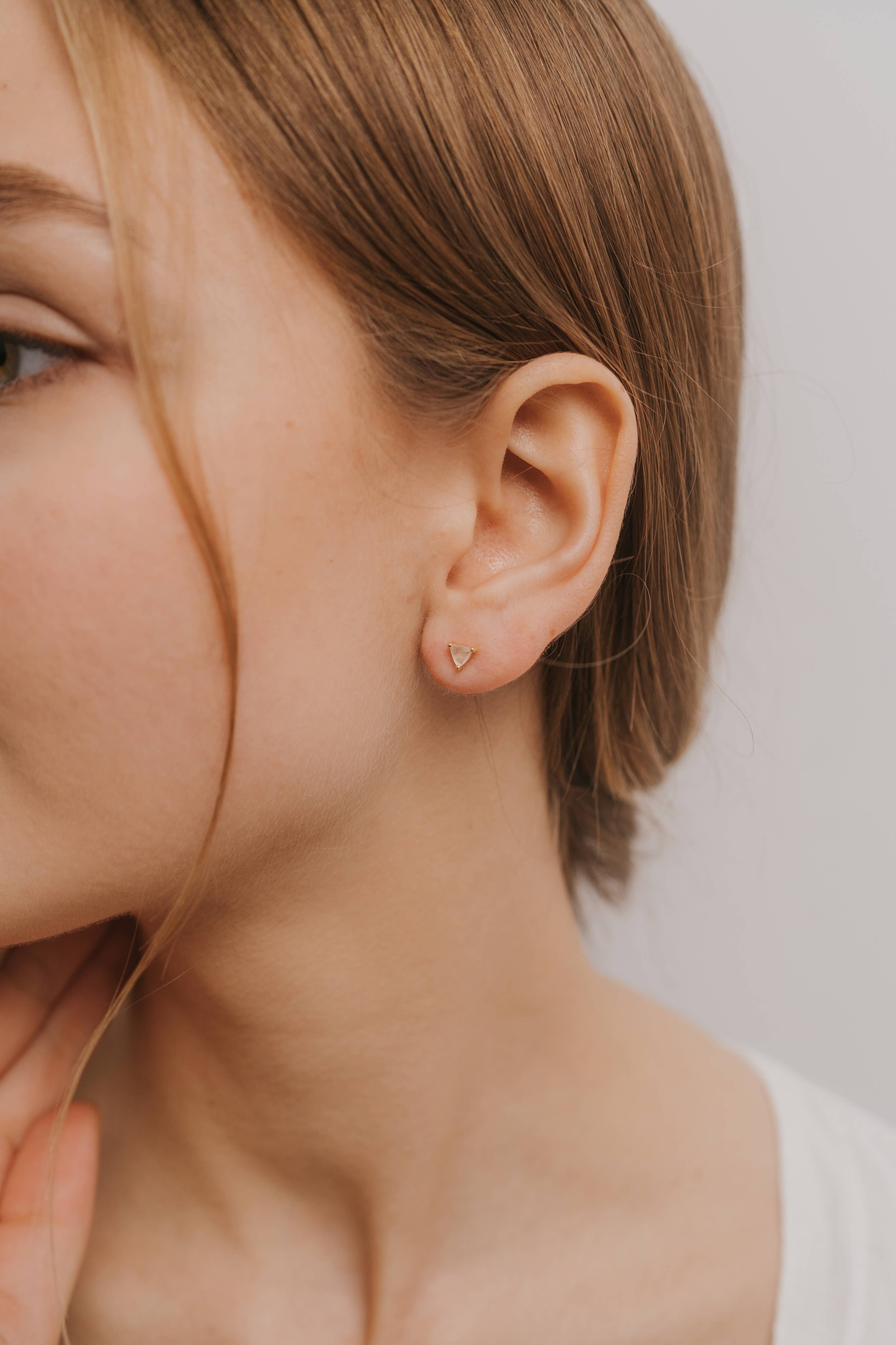 JaxKelly Mini Energy Gem - Rose Quartz - Gold Earrings - Rosie Karma