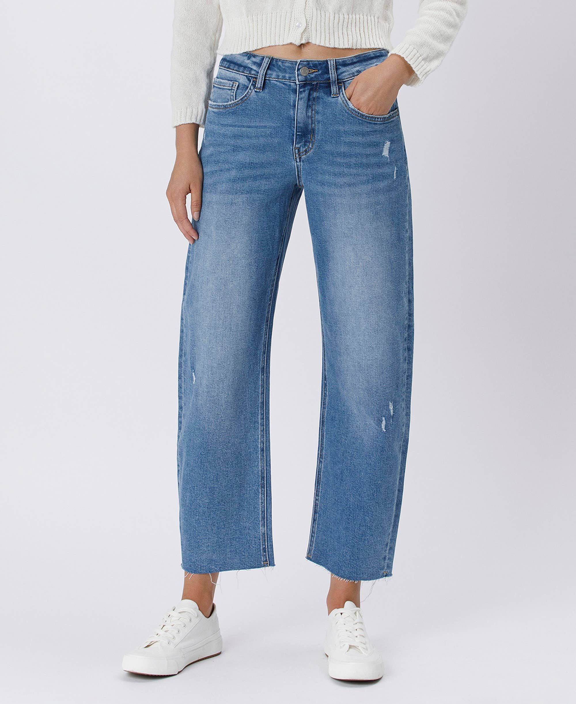 Lovervet by VERVET High Rise Mild Barrel Jeans: Her Possession - Rosie Karma