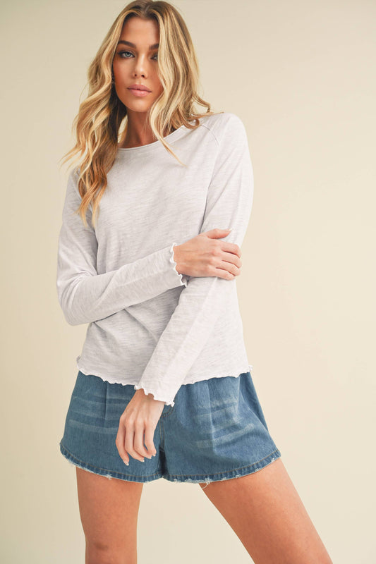 AEMI + CO The Gwen Baby Long Sleeve Tee - White - Rosie Karma
