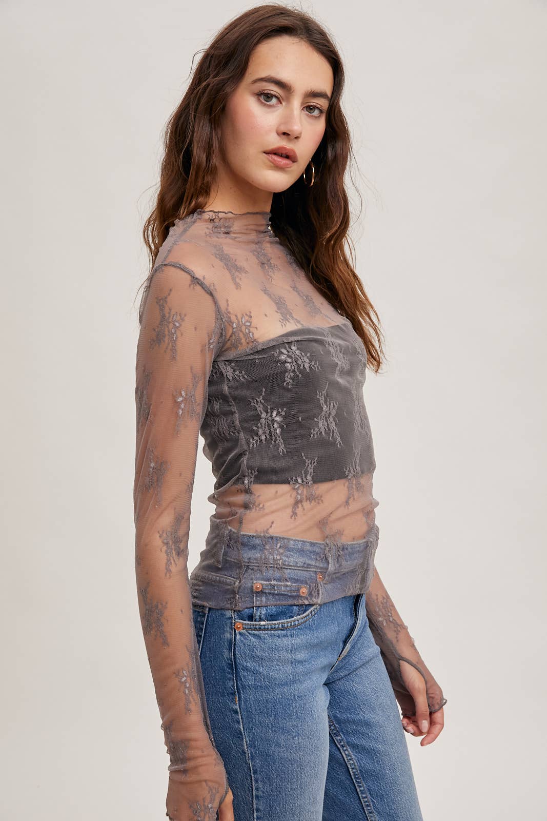 Bluivy Floral Embroidery Lace Mesh Layering Top - Rosie Karma