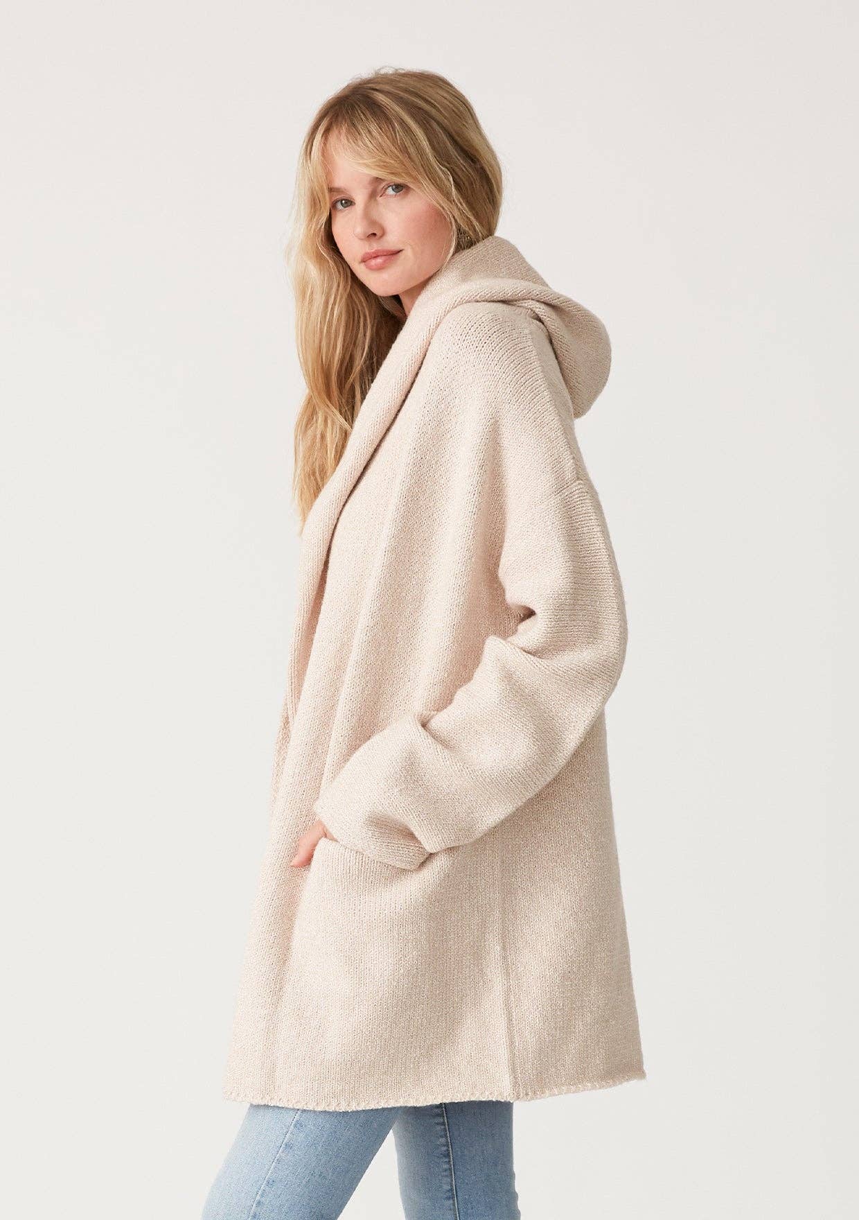 Lovestitch Mid-Length Oversized Long Sleeve Hooded Coatigan - Rosie Karma