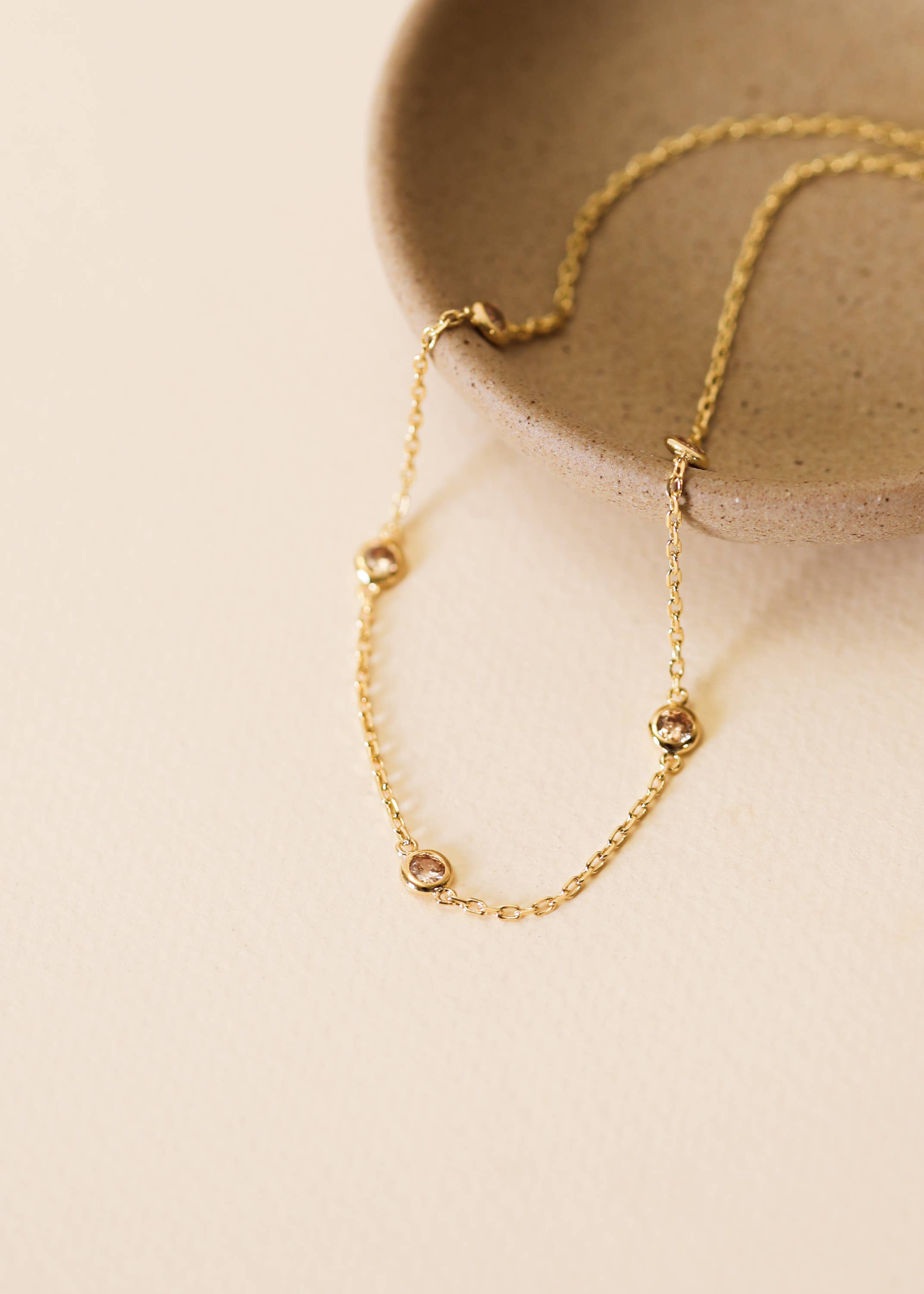 Gold Solitaire Necklace Women