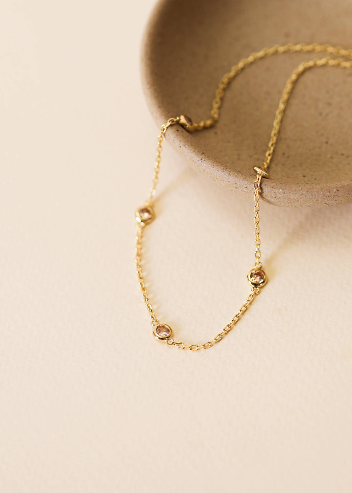 Gold Solitaire Necklace Women