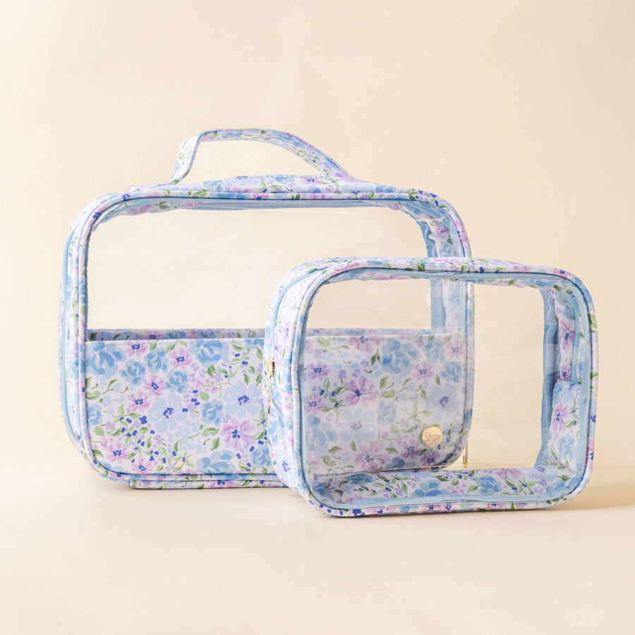 The Darling Effect Clearly Chic Cosmetic Bag Set-Secret Garden Blue