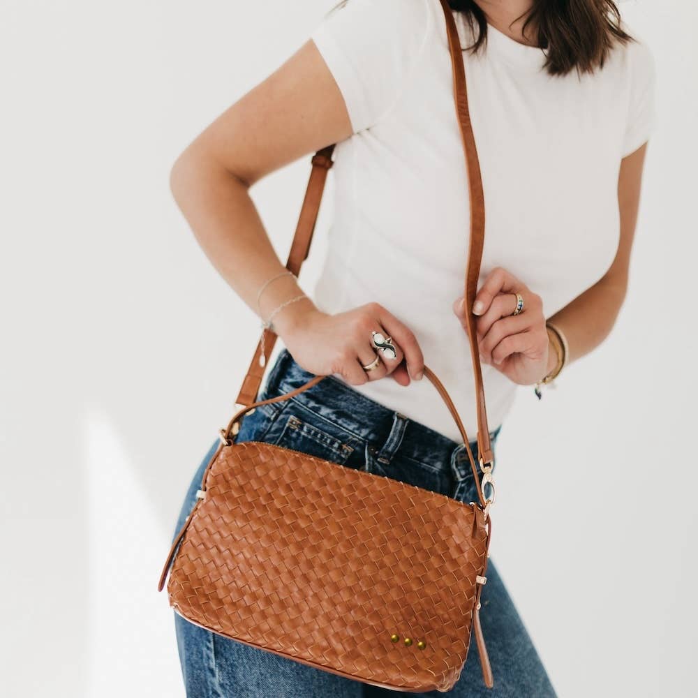 The Harper Hobo: Slouchy Woven Vegan Leather Shoulder Bag