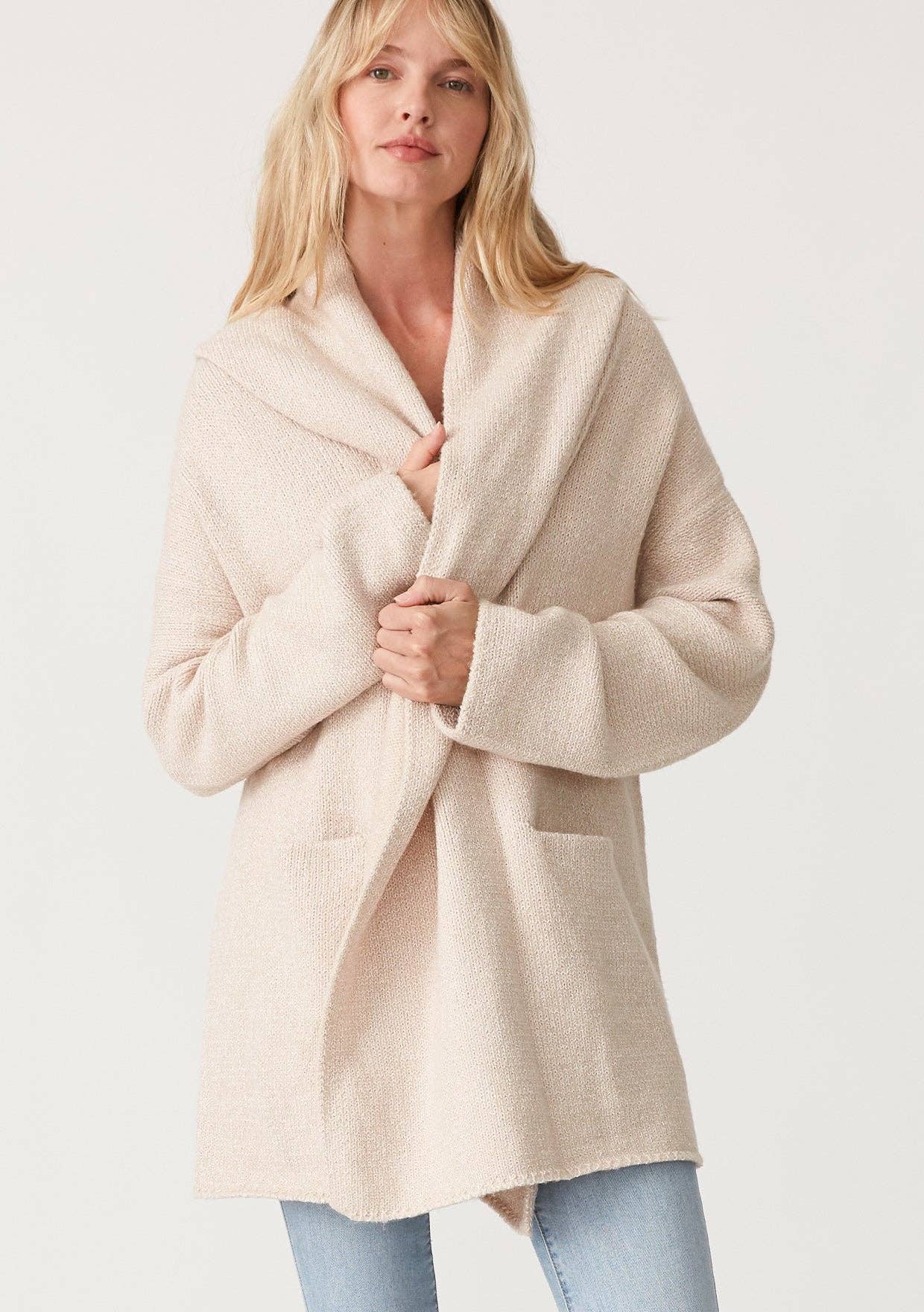 Lovestitch Mid-Length Oversized Long Sleeve Hooded Coatigan - Rosie Karma