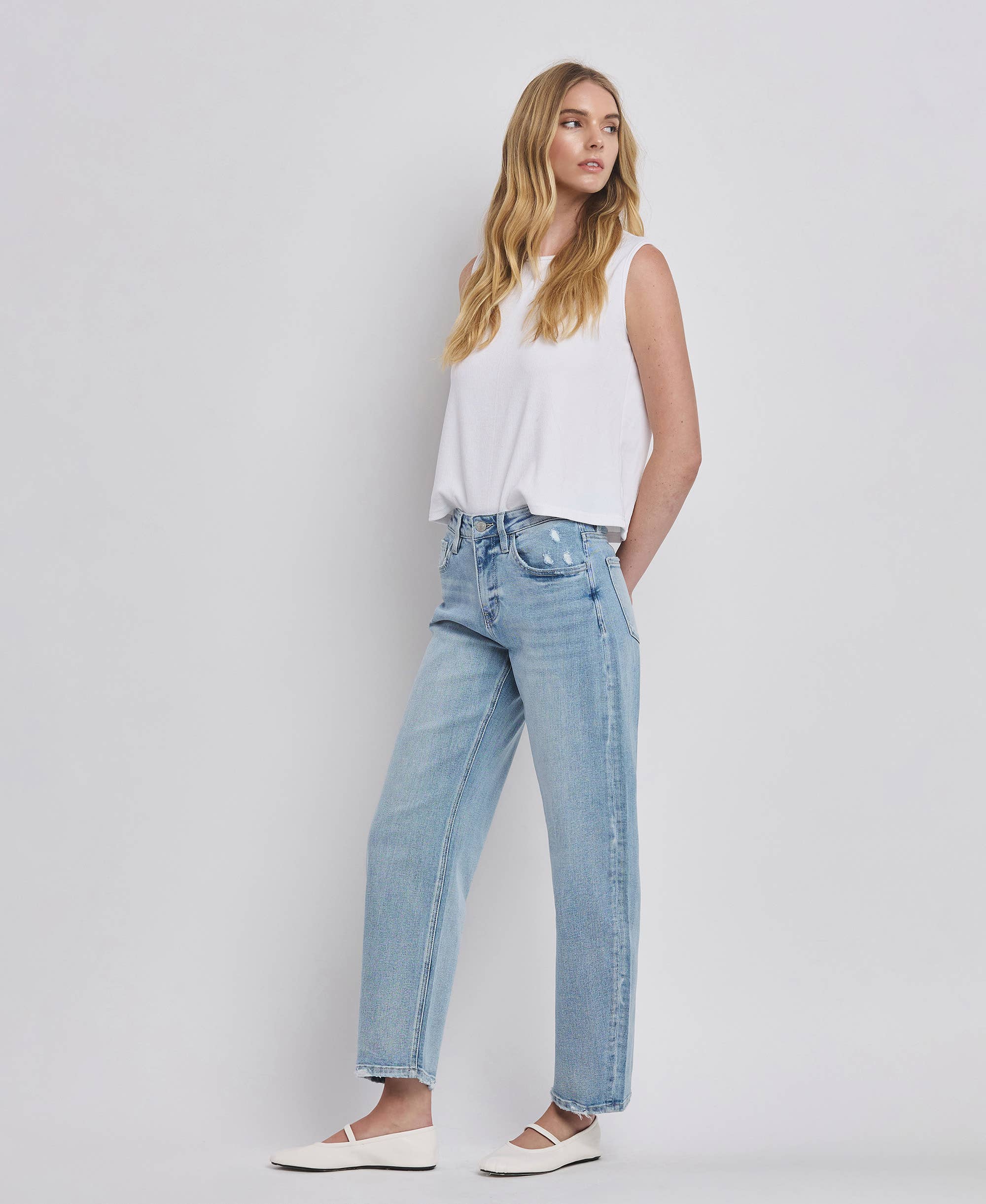 Lovervet by VERVET High Rise Barrel Leg Jeans - Rosie Karma
