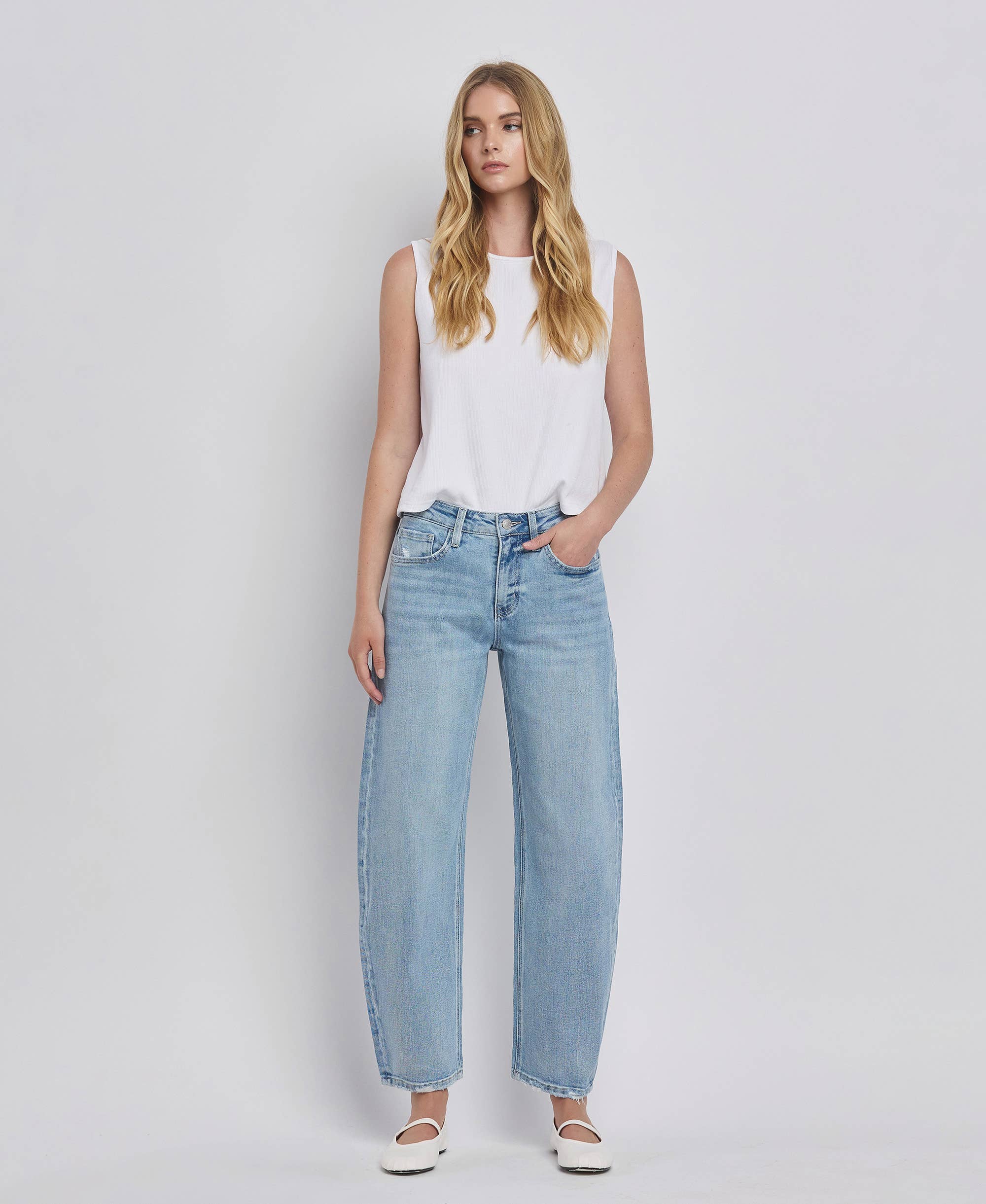 Lovervet by VERVET High Rise Barrel Leg Jeans - Rosie Karma