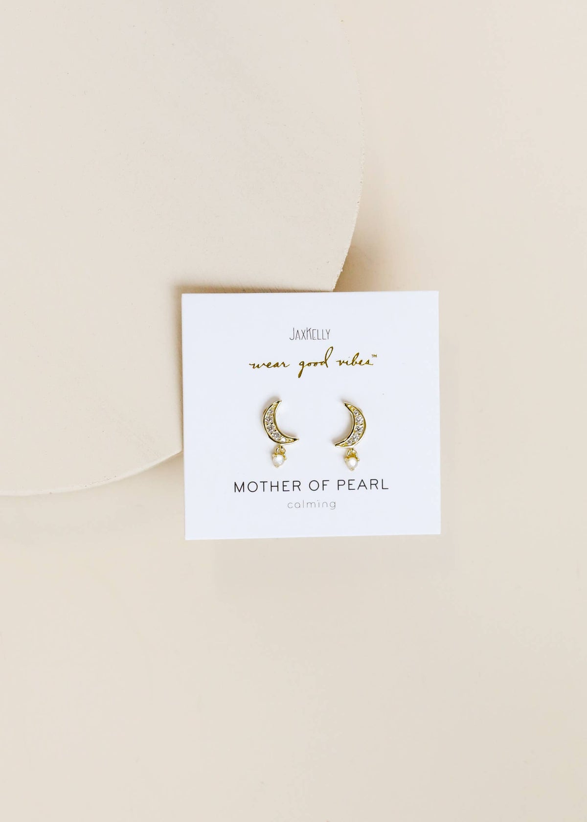 JaxKelly Moon Drop - Mother of Pearl - Gold Earrings
