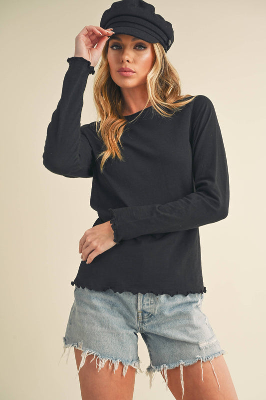 AEMI + CO The Gwen Baby Long Sleeve Tee - Black - Rosie Karma