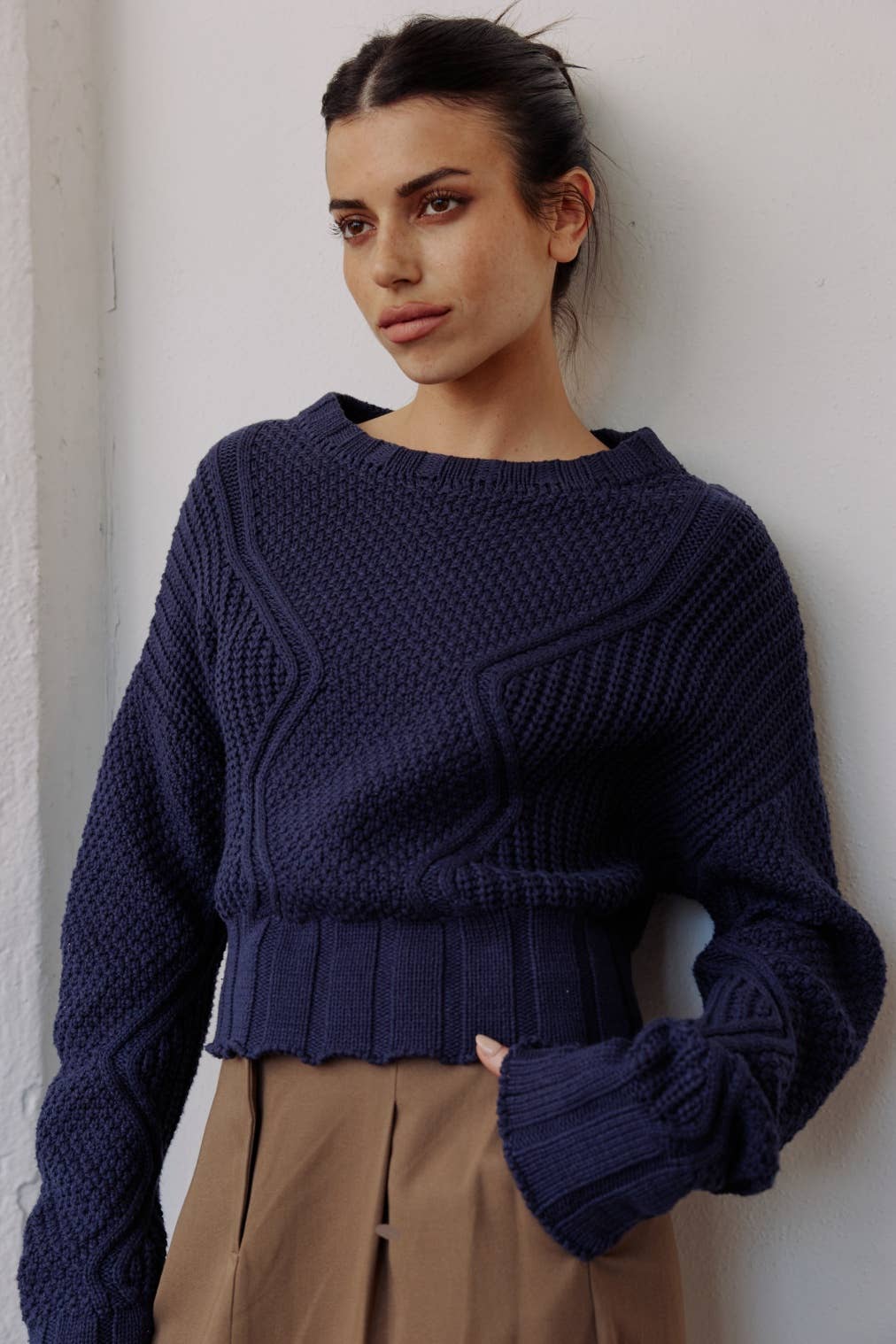 All Row Sadie Sweater | Textured Cropped Sweater - Rosie Karma