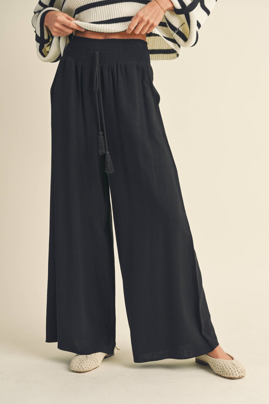 Miou Muse Smocked Waist Pant with Tassel