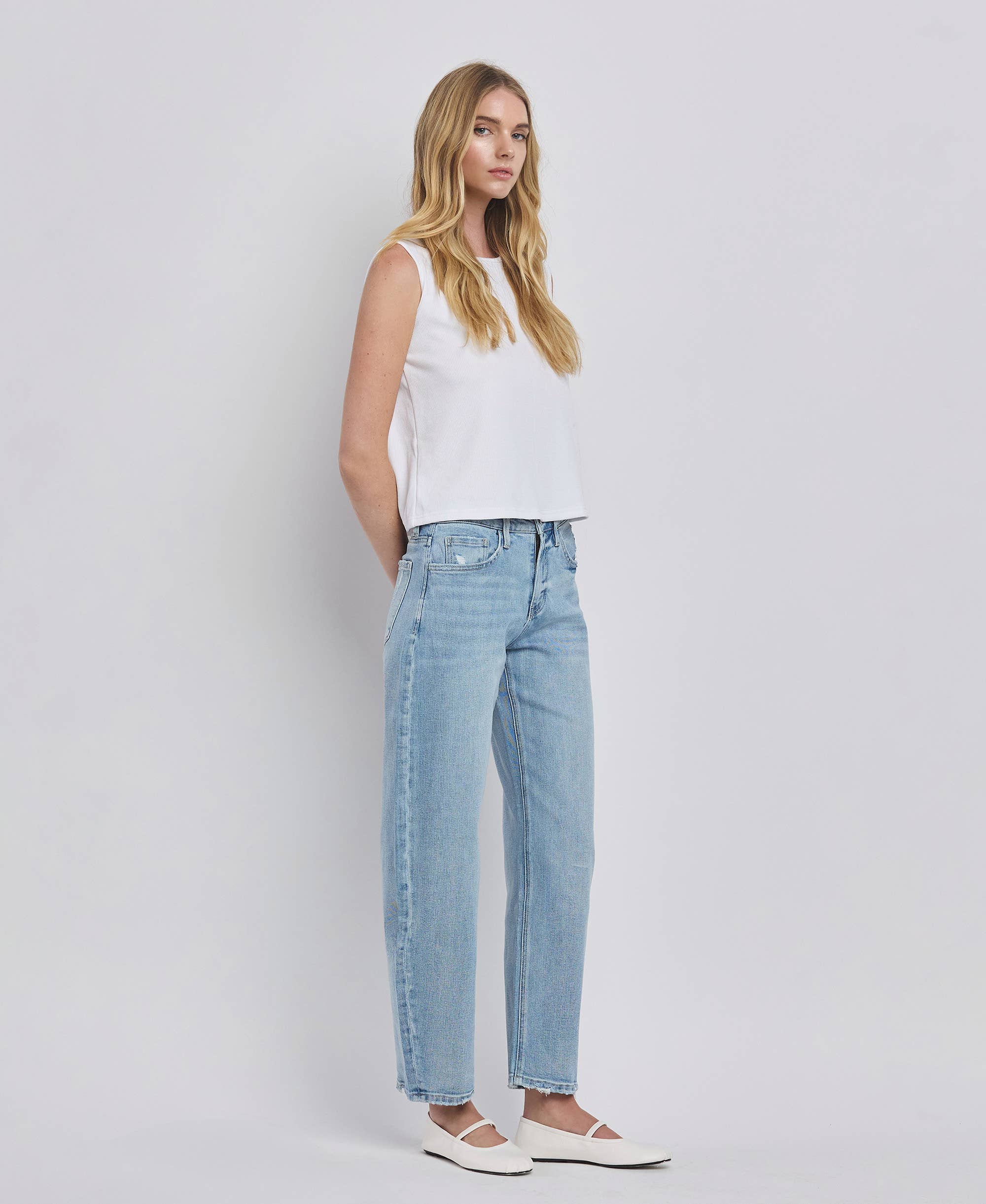 Lovervet by VERVET High Rise Barrel Leg Jeans - Rosie Karma