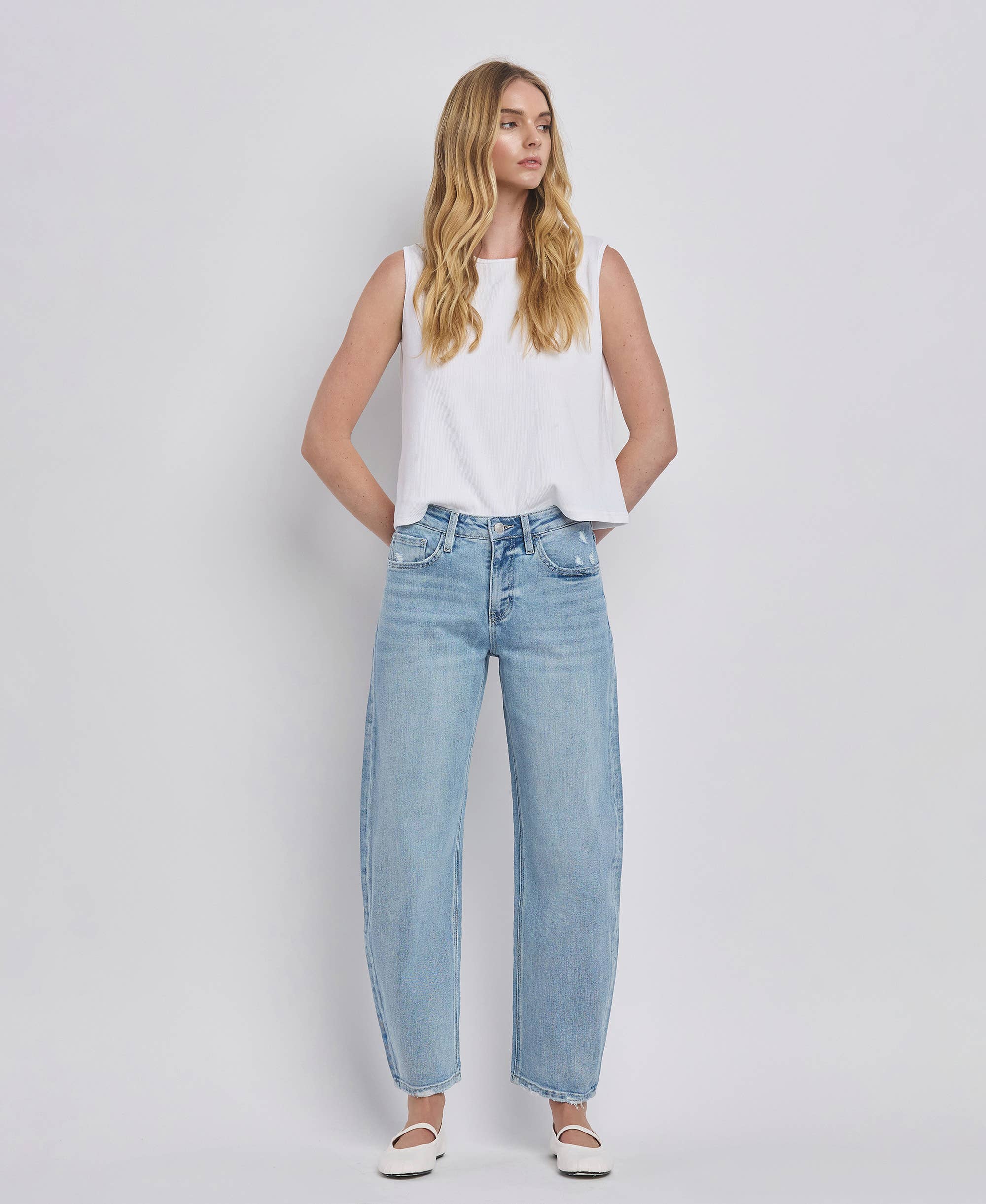 Lovervet by VERVET High Rise Barrel Leg Jeans - Rosie Karma