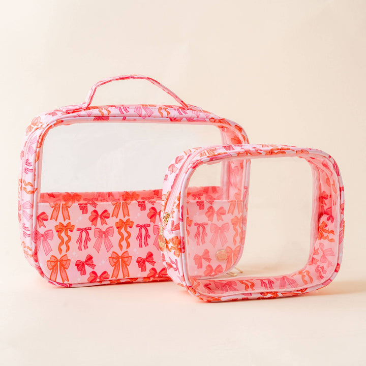 The Darling Effect Clearly Chic Cosmetic Bag Set-Blushing Bows