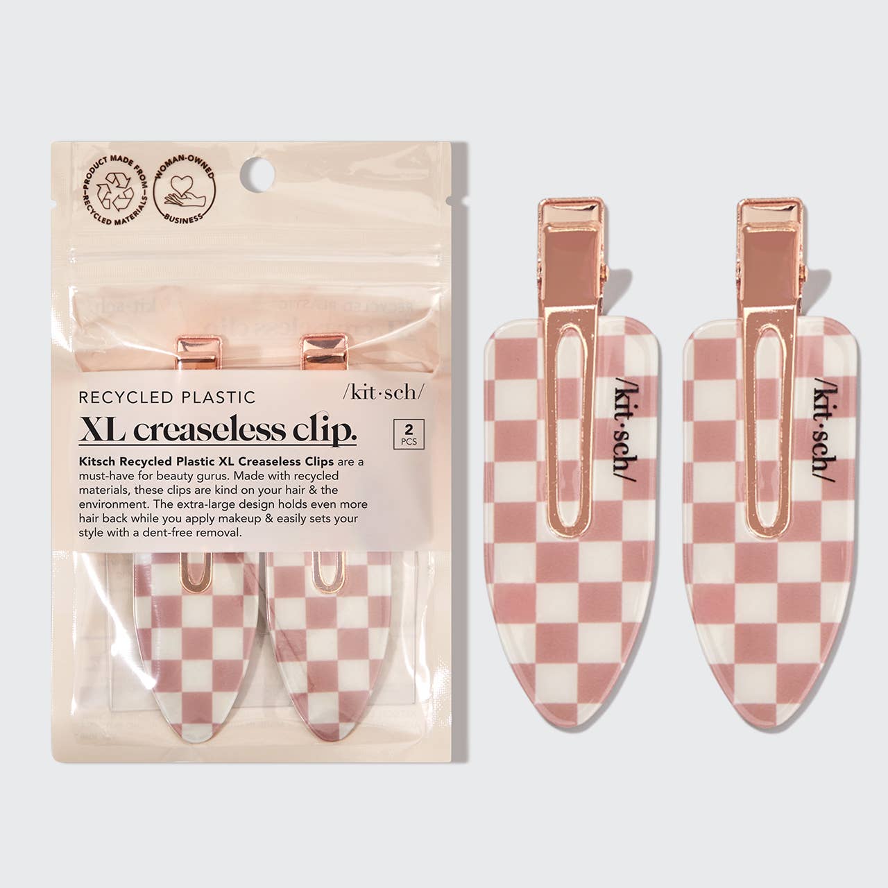 Kitsch Recycled Plastic XL Creaseless Clips 2pc Set -Terracotta - Rosie Karma