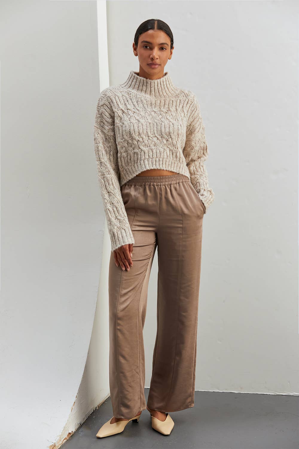 Crescent Lena Mock Neck Cropped Sweater - Rosie Karma