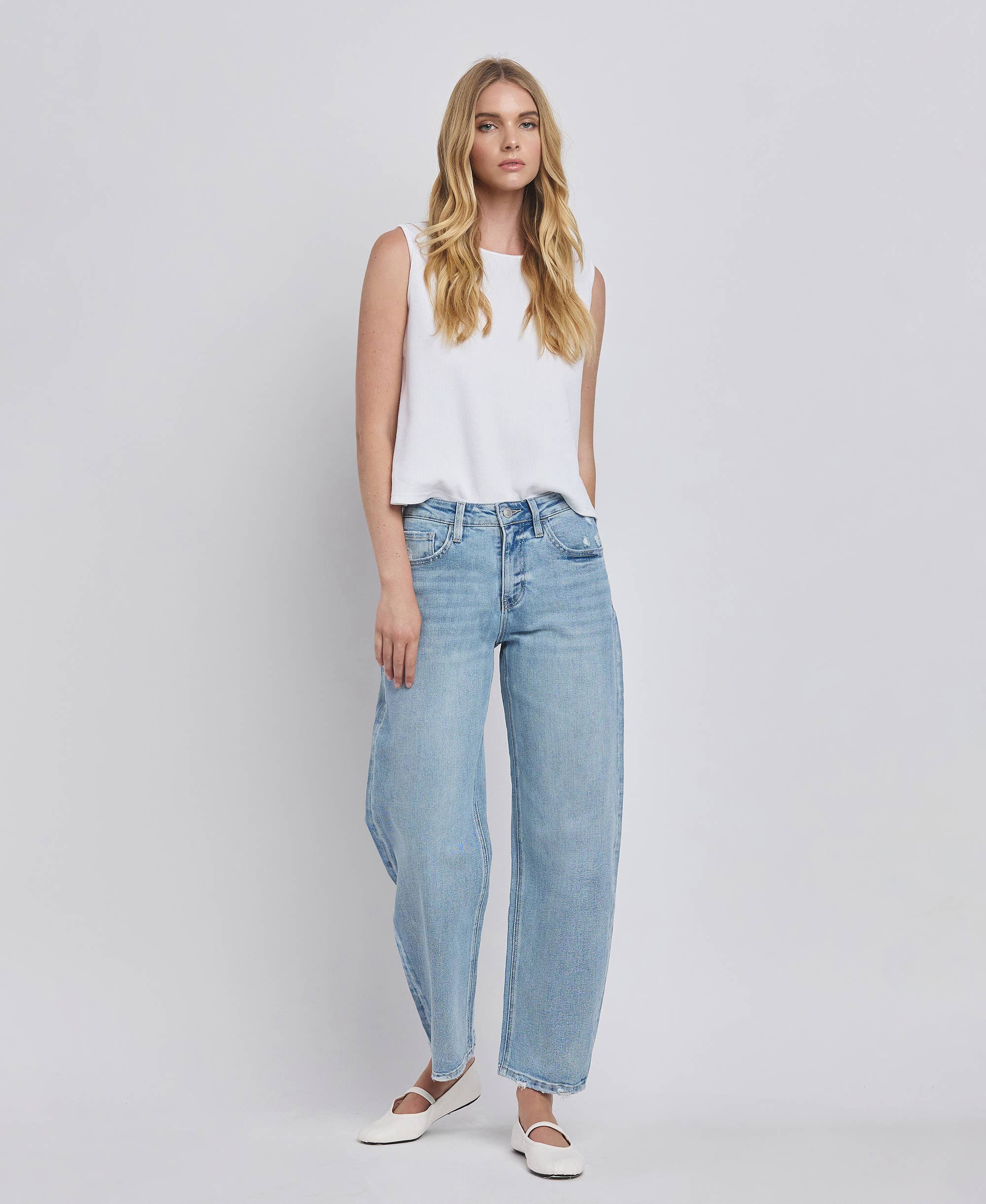 Lovervet by VERVET High Rise Barrel Leg Jeans - Rosie Karma