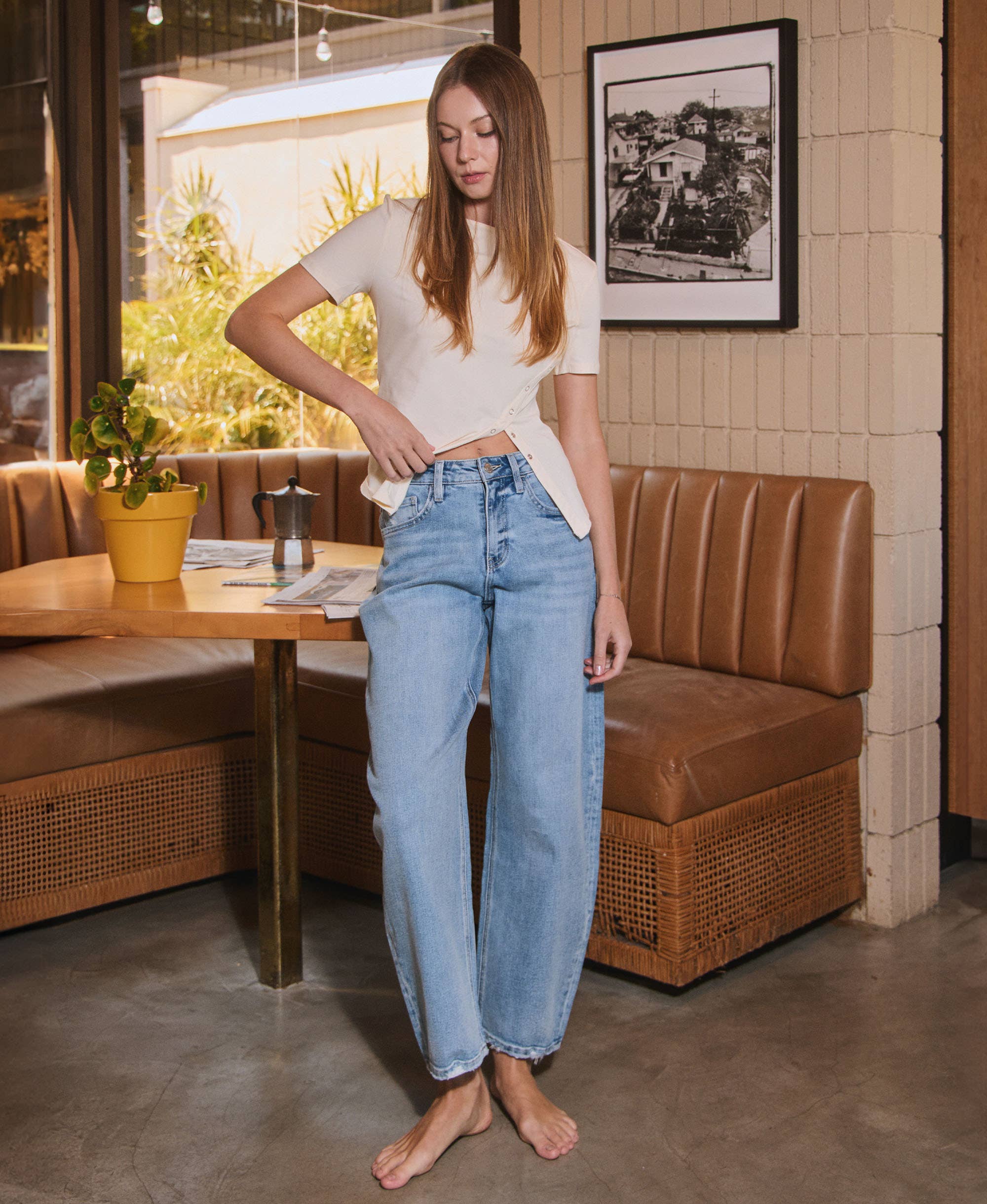 Lovervet by VERVET High Rise Barrel Leg Jeans - Rosie Karma