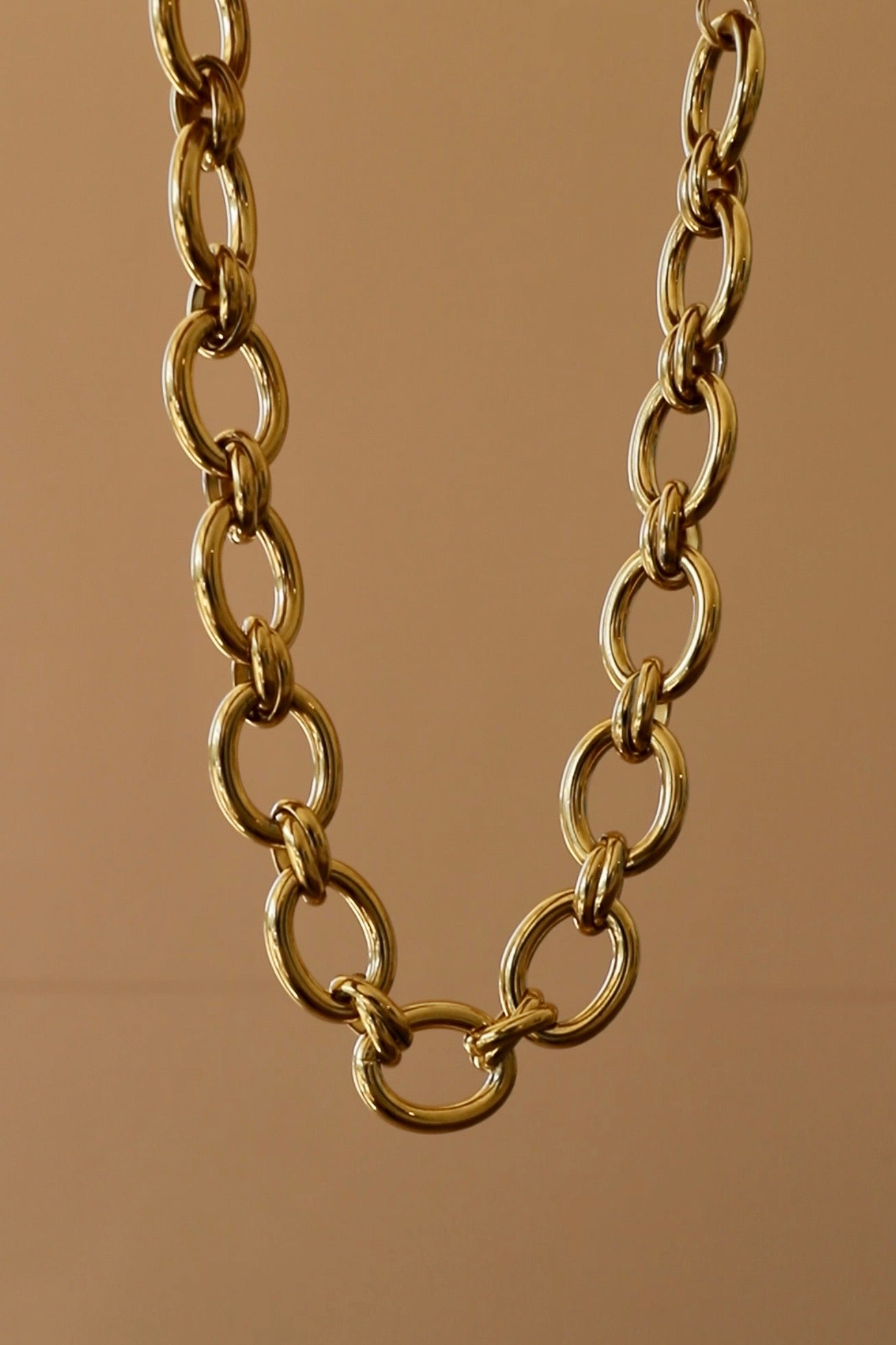 Amelia Statement Chain Necklace in 24KT gold overlay, thick oval link design – Rosie Karma Boutique
