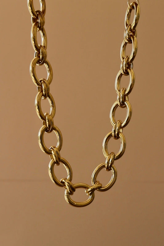 Amelia Statement Chain Necklace in 24KT gold overlay, thick oval link design – Rosie Karma Boutique