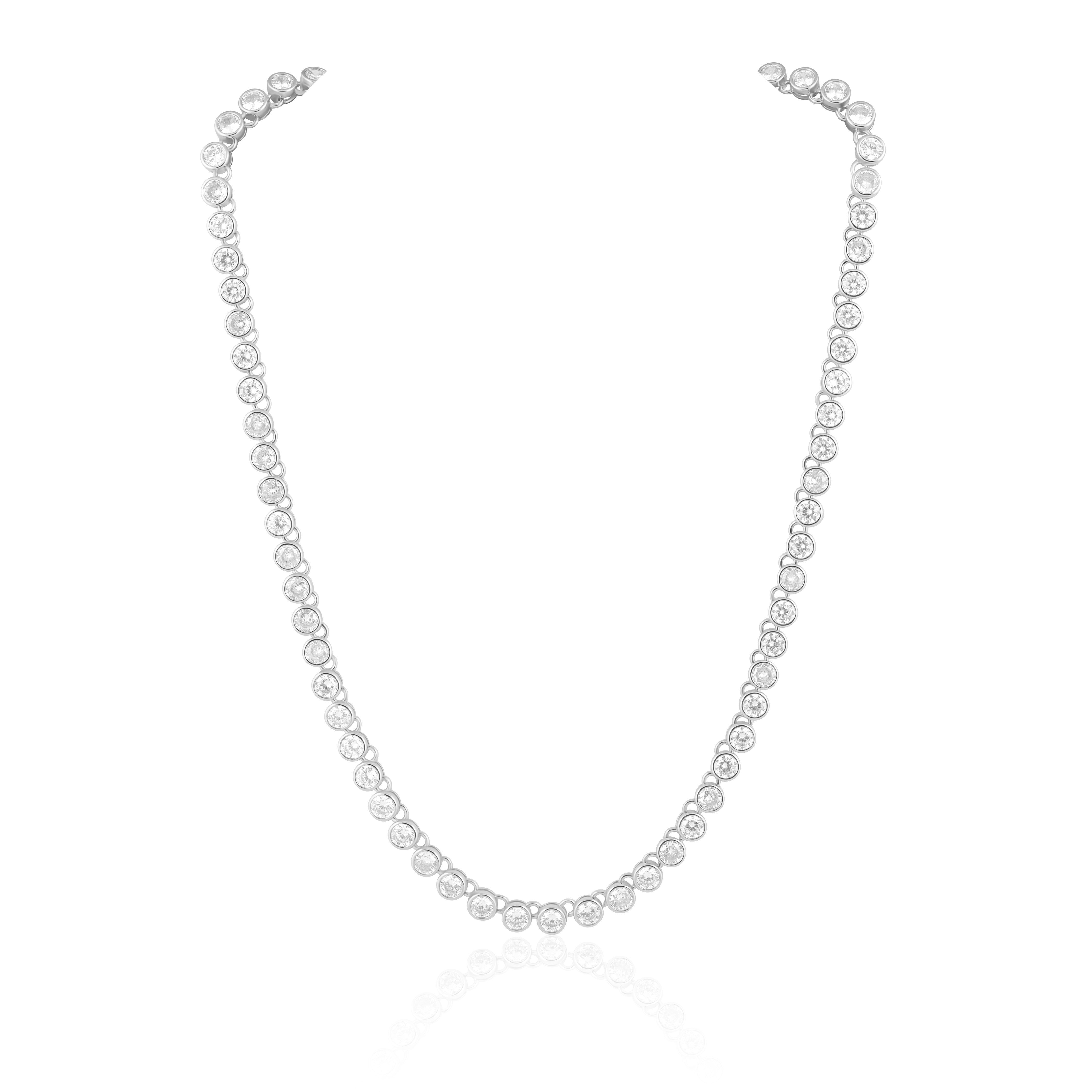 CZ stone and silver bezel necklace