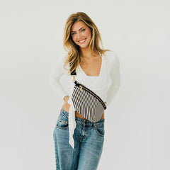 Pretty Simple Diagonal Woven Westlyn Bum Bag — textured woven hands-free belt bag worn crossbody.