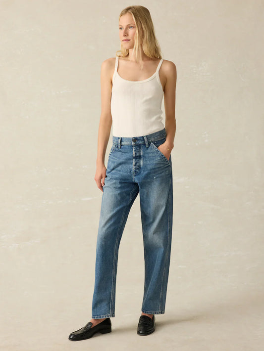 Faherty Pointelle Tank in Egret – vintage-inspired white cotton camisole tank top, breathable and stylish for women