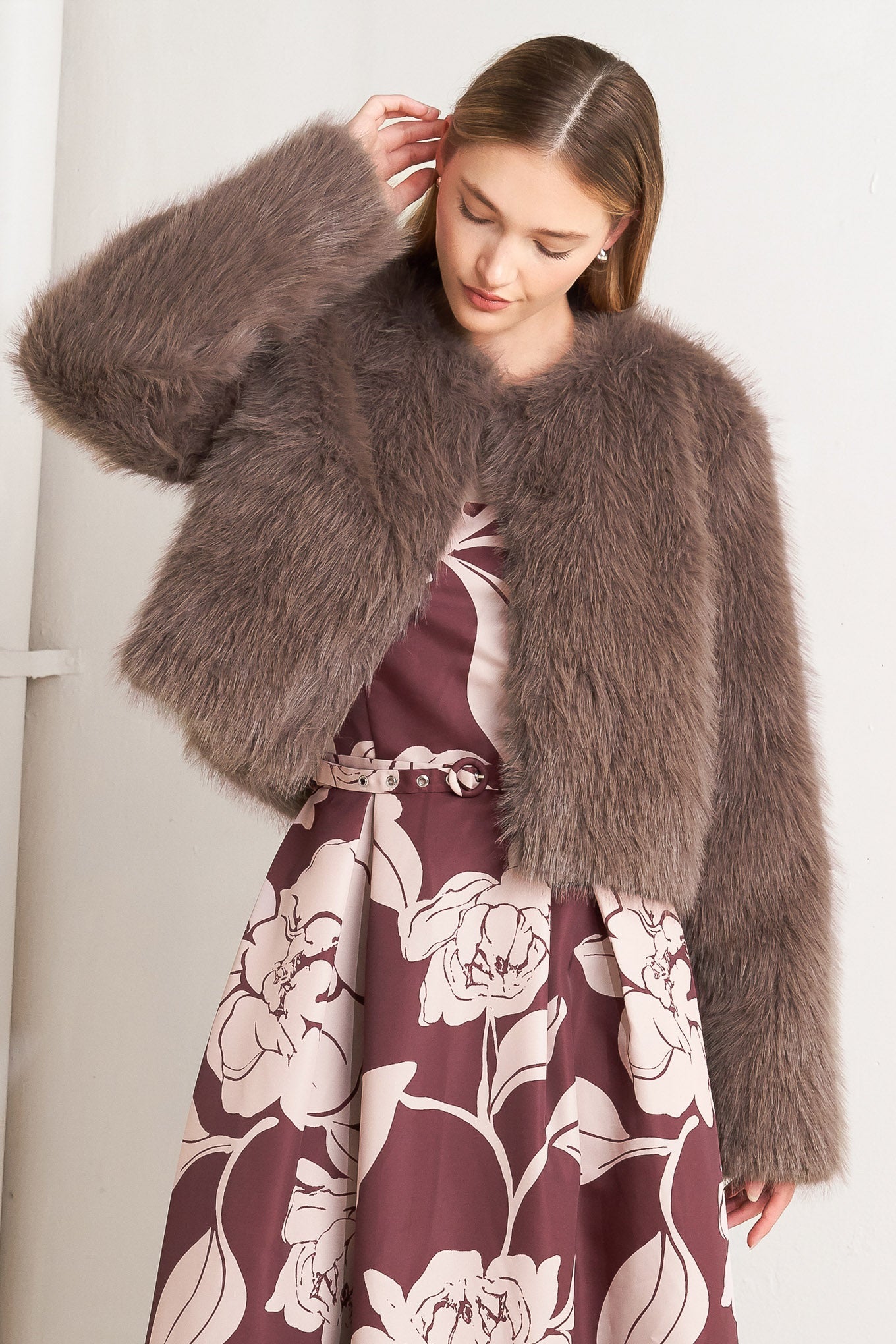 Mocha Faux Fur Cropped Jacket