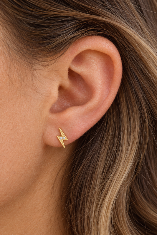 FYB Lightning Bolt Earrings in gold