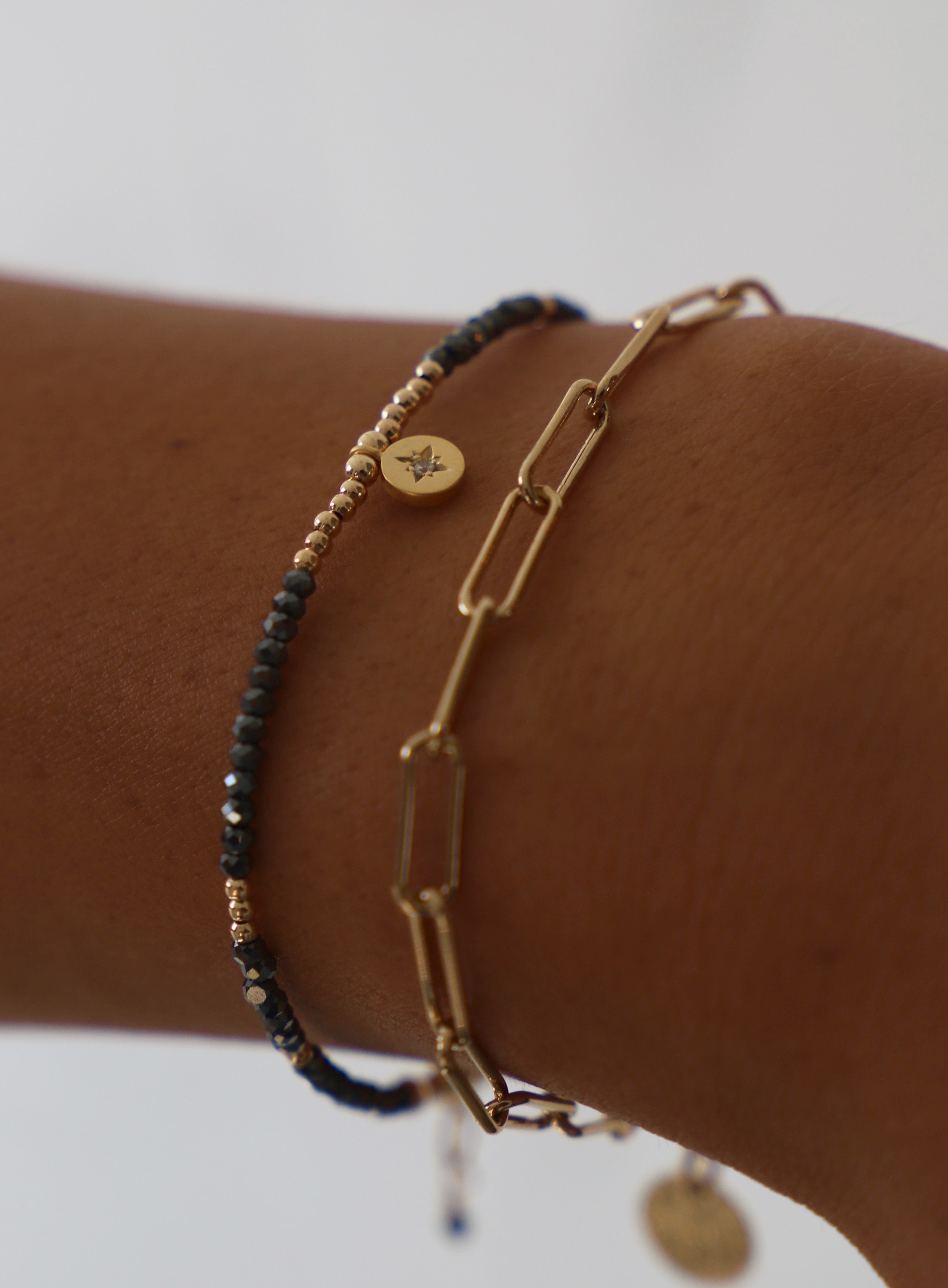 Round CZ star pendant bracelet with petite crystals and gold accents – dainty celestial jewelry for women