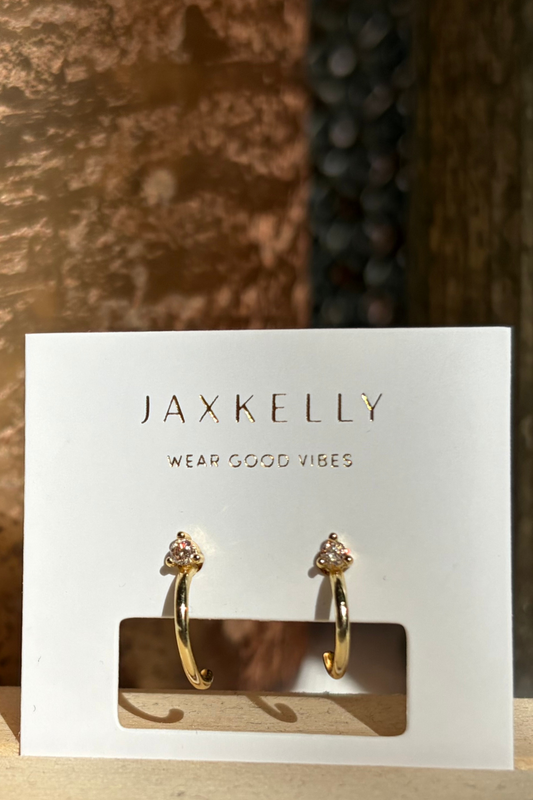JaxKelly Open Mini Hoop - Champagne CZ - Gold Earrings