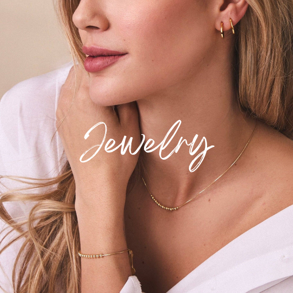 Close-up of a person wearing FYB Addison bracelet and necklace