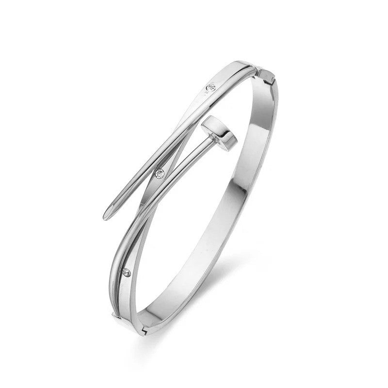 Silver bracelet on a white background