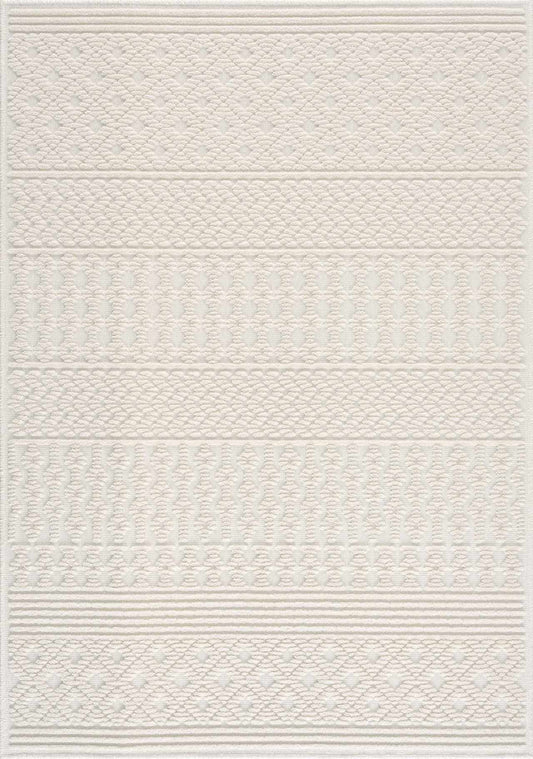 Textured white rug with a subtle pattern
