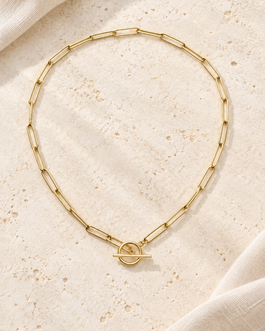 
Sahira Bella Toggle Choker – 18K Gold Plated Stainless Steel Necklace